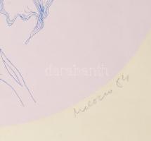 Melocco Miklós (1935-): Nőszirom, 1984. Szitanyomat, papír, jelzett, feltekerve, d: 32,5 cm