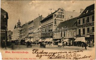 1900 Wien, Vienna, Bécs; Mariahilferstraße / street view, horse-drawn tram with Cacao Suchard advertisement, shops of Ludwig Platzer, Ant. Friedl, Josef & Eduard Schulhof. Phot. Ch. Scolik (EM)