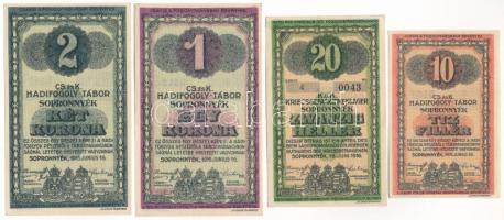 Sopronnyék / Hadifogolytábor 1916. június 16. 10f + 20f + 1K + 2K mind arab sorozat- és sorszámmal T...