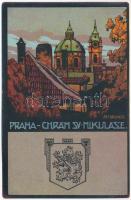 Praha, Prague, Prága; Chrám Ssv. Mikuláse / St. Nicholas Church, coat of arms. V. Nenbert. litho s: Ant Brunner