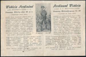 1918 Wicklein Ferdinánd pozsonyi (Felvidék) fém- és lakatosáruk, háztartási berendezések vegyeskeres...