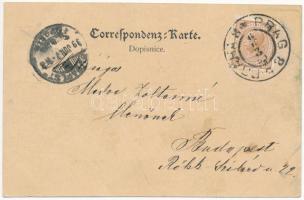 1899 (Vorläufer) Praha, Prag, Prague; Ecke der Wassergasse und Jungmannstrasse / street view, shops ...