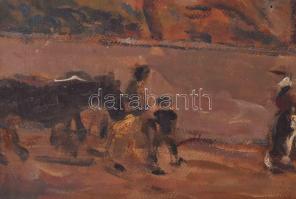 Vitéz Darvassy István (1888-1960): Vonuló első világháborús katonák, 1917. Olaj, karton, jelezve job...