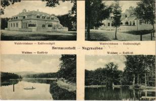 Nagyszeben, Hermannstadt, Sibiu; Erdővendéglő, Erdői tó. Jos. Drotleff 1918. / forest restaurant and lake (EK)