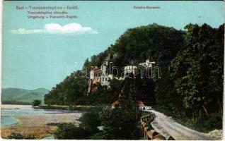 1915 Vágsziklás, Szkalka-Benedek, Skalka nad Váhom (Trencsénteplic, Trencianske Teplice); Vágvölgy. Apátsági romok. Wertheim Zsigmond kiadása / abbey ruins in Povazie, Váh valley (EK)