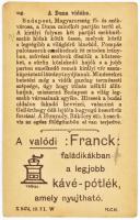 cca 1910 Dekoratív litografált látképes kártya Budapestről, huszárokkal, Franck reklám, jó állapotba...
