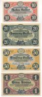 Zalaegerszeg / Hadifogolytábor 1916. augusztus 15. 10f + 20f + 50f + 1K arab sorozat és sorszámmal, közte 2db "MS" betűjelzéssel T:AU sarokhajtás, az egyik szélén kis anyaghiány Hungary / Zalaegerszeg / POW Camp 15.08.1916. 10 Heller + 20 Heller + 50 Heller + 1 Krone all with arabic series and serial numbers, 2pcs with "MS" initials C:AU corner folds, small material error on one's side Adamo HHZ-1.1V, HHZ-1.2.3V, HHZ-1.3.3V, HHZ-1.4V