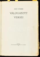 Ady Endre válogatott versei. Vál.: Dóczy Jenő. Jaschik Álmos illusztrációival. Bp., 1921, Pallas, 234 p. + 7 (Jaschik Álmos által illusztrált, hártyapapírral védett színes képtáblák) t. Átkötött kopott félvászon-kötés, kissé laza fűzéssel, egy tábla hiánnyal.