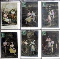 Kb. 400 db RÉGI zsáner motívum képeslap nagy albumban: hölgyek, romantikus szerelmes párok, üdvözlől...