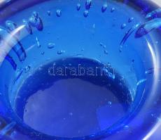 Murano buborékos királykék üveg asztaldísz. Jelzés nélkül, hibátlan, d: 8,5 cm