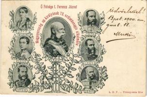 1900 Ő Felsége I. Ferenc József Magyarország ap. királyának 70. születésnapja alkalmára / 70th birthday of Franz Joseph. Art Nouveau, floral (EK)