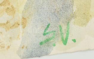 Somlai Vilma (1938-2007): Absztrakt táj. Akvarell, papír, jelzett, a hátoldalán a művész pecsétjével...