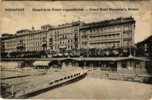 Budapest V. Duna részlet, Hotel Hungária és Bristol szálloda, rakpart. Schwarz I. kiadása (fl)