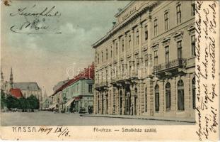 1909 Kassa, Kosice; Fő utca, Schalkház szálló. Kapható Keszler Lajosénál / main street, hotel