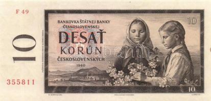 Csehszlovákia 1960. 10K "F" T:II+ Egyszer hajtva, törve nem! R!