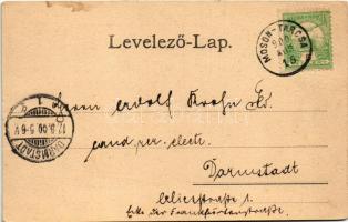 1900 Mosontarcsa, Andau; templom, üzlet / Kirche, Geschäft / church, shop. Art Nouveau, floral (EK)