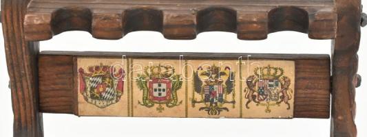 Pipatartó, 4 helyes, könnyű fa + pipatisztító, 21x15 cm