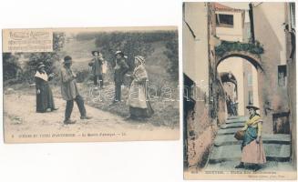 60 db RÉGI francia népviseletes képeslap szép állapotban / 60 pre-1945 French folklore postcards in nice condition