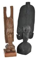 Kenya 2 darab faragott keményfa szobor, egyik címkével jelzett, m: 28-30 cm