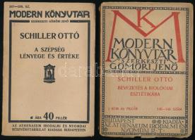 Schiller Ottó:   Bevezetés a biológiai esztétikába. Modern Könyvtár 143-149. Bp.,[1912],Athenaeum, 198+2 p. Kiadói papírkötés, szakadt borítóval.;   A szépség lényege és értéke. Két dolgozat. Modern Könyvtár 387-388. sz. Bp.,[1914], Athenaeum, 44+1 p. Kiadói papírkötés.