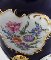 Hollóházi nagyváza. Kobalték alapon rokályos díszítésekkel, aranykontúrozással. Jelzett, hibátlan, m...