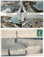 30 db főleg RÉGI francia képeslap vegyes minőségben: világítótorony / 30 mostly pre-1945 French postcards in mixed quality: lighthouses