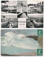 14 db főleg RÉGI francia képeslap vegyes minőségben: világítótorony / 14 mostly pre-1945 French postcards in mixed quality: lighthouses