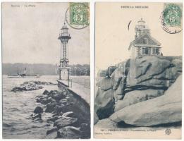 14 db főleg RÉGI francia képeslap vegyes minőségben: világítótorony / 14 mostly pre-1945 French post...