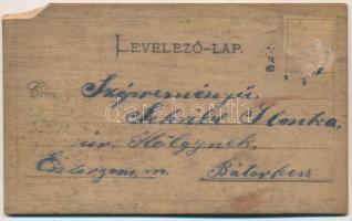 Virágos üdvözlőlap fakéregből / Thick wooden greeting card with flowers (EM)