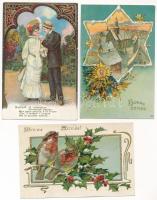 40 db RÉGI dombornyomott és litho üdvözlő képeslap vegyes minőségben / 40 pre-1945 embossed and lith...