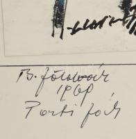 Ujváry Lajos (1925-2006): Balatonföldvár, parti fák, 1969. Kréta, tus, papír, jelzett. Papírra kasír...