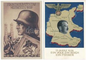 2 db RÉGI postatiszta német náci propaganda képeslap, Hitler / 2 pre-1945 unused German Nazi propaganda postcards