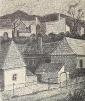 Ujváry Lajos (1925-2006): Budaörsi részlet, 1968. Golyóstoll, papír, jelezve balra lent. 23x20 cm