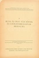 Buda és Pest fürdőinek és gyógyforrásainak irodalma. A Fővárosi Nyilvános Könyvtár Budapesti Gyűjteményének bibliográfiai munkálatai II. Bp., 1933, (Székesfővárosi Házinyomda), XV+(1)+83 p. Átkötött félvászon-kötésben, az eredeti papírborító bekötve, néhány kissé szakadt lappal.