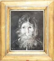 Szász Endre (1926-2003): A király.. Olaj, farostlemez, jelzett. fakeretben, 29x24 cm