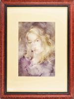 Forrai Gábor (1925 - 2000): Szerénke. Olaj, karton. Jelzett, dekoratív keretben. 45x30 cm