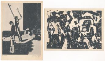 Vietnámért 1966 - 4 db modern magyar Képzőművészeti Alap szocreál propaganda képeslap