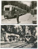 5 db modern magyar propaganda képeslap (Képzőművészeti Alap): Úttörővasút Előre és Ságvári-liget áll...