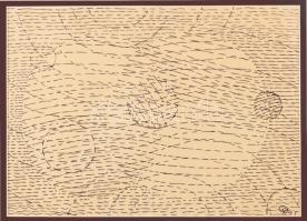 Gyarmathy Tihamér (1915-2005): Arányok, 1979. Tus, papír. Jelezve jobbra lent. Hátoldalán R 79/5 életmű katalógusszámmal. 30,5×42 cm. Üvegezett fakeretben. / ink on paper, signed lower left, with oeuvre catalogue no. R 79/5 on the reverse, framed