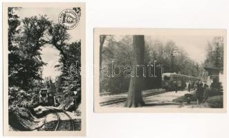 4 db modern magyar propaganda képeslap (Képzőművészeti Alap): Úttörővasút Előre állomás, Széchenyi h...