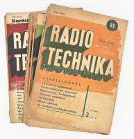 1936-1937 Rádió Technika műszaki folyóirat 10 db száma: I. évf. 3., 5-8., 10. sz.; II. évf. 1-3., 5. sz. Kiadói tűzött papírkötés, változó állapotban.