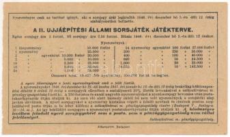 1946. "II. Újjáépítési Állami Sorsjáték" fél-sorsjegy 50.000Ft értékben T:F