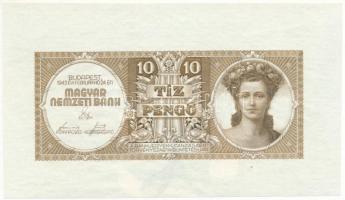 1943. 10P tervezet próbanyomata, csak előlapi nyomat, utánnyomás Dr. Gara Miklós (szerk.): Nyomdaipari Enciklopédia című kötetből T:AU