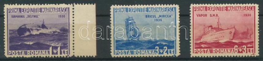1936 Tengerészeti kiállítás; Hajó sor Mi 519-521