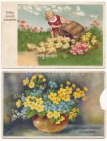 20 db RÉGI főleg virágos üdvözlő motívum képeslap vegyes minőségben / 20 pre-1945 mostly flower greeting motive postcards in mixed quality