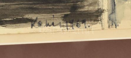 Kenéz Ágnes (1944-): Szürrealista kép, 1969. Akvarell, tus, papír, jelezve középen lent, paszpartu h...