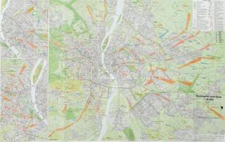 Budapest ostroma, 1 : 30.000 - Napi frontvonalak, korabeli csapatjelzések, Pest és Buda belterületi térképei, 1 : 20.000. Nagyméretű térkép, 97x67 cm