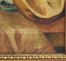 Olvashatatlan jelzéssel, XIX. sz. vége/XX. sz. eleje: Csendélet. Olaj, vászon. Kissé sérült. Dekorat...