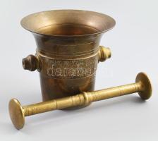 Réz mozsár törővel, d: 12 cm, m: 11 cm