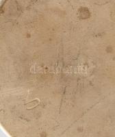 Sörös korsó fém fedéllel, mázas kerámia. 21 cm